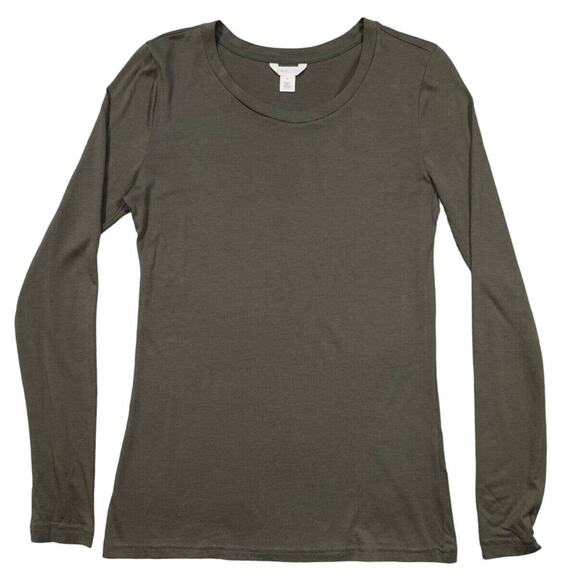 Caslon Lightweight Scoop Neck Cotton Long Sleeve Tee Shirt Top Sz Small Grey NWT - Picture 2 of 5